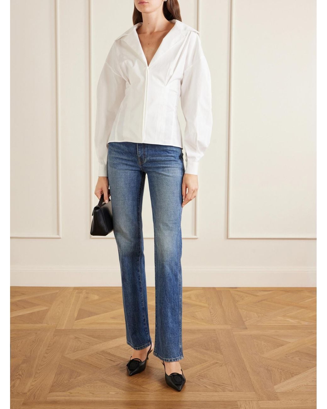 Carolina Herrera White Loose Puffed-Sleeve Shirt