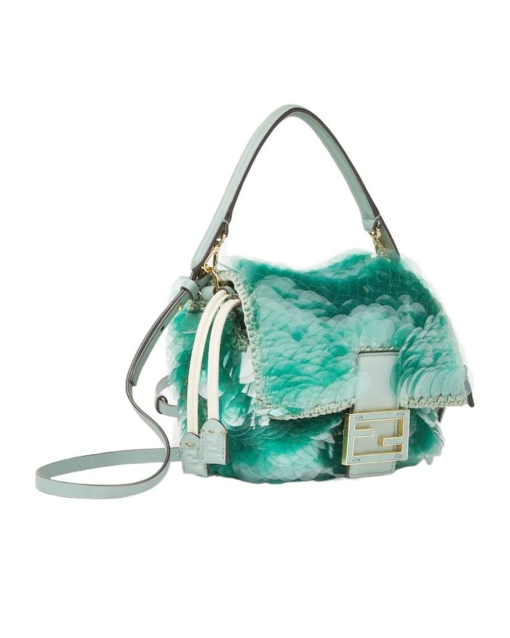 Fendi Green Mint Crochet Mini-Bag With Maxi Sequins