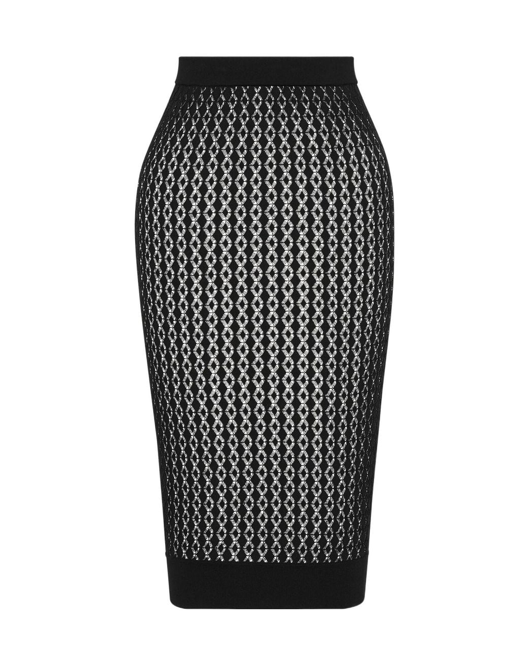 Saint Laurent Black Knitted Midi Pencil Skirt