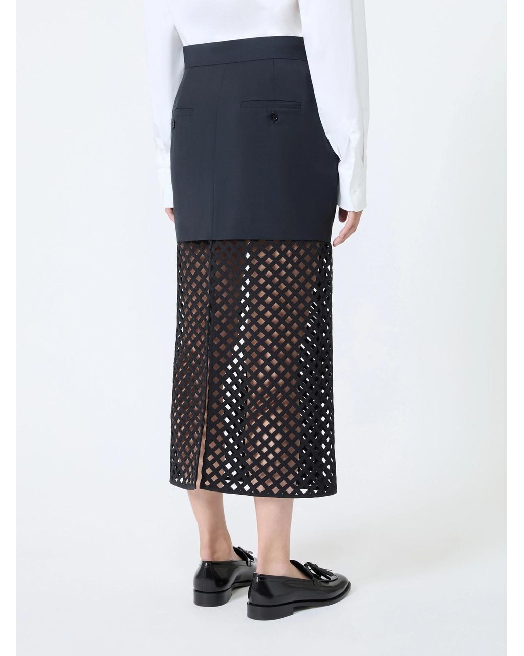 Max Mara Black Woven Midi Skirt