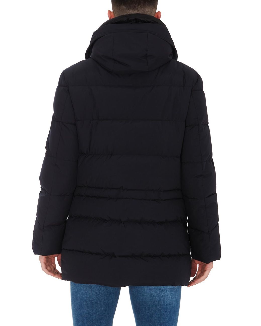 Moorer Blue Davide-Stp Padded Hooded Drawstring Jacket for men