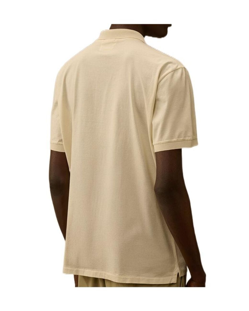C P Company Natural Logo Patch Short Sleeve Polo Shirt for men