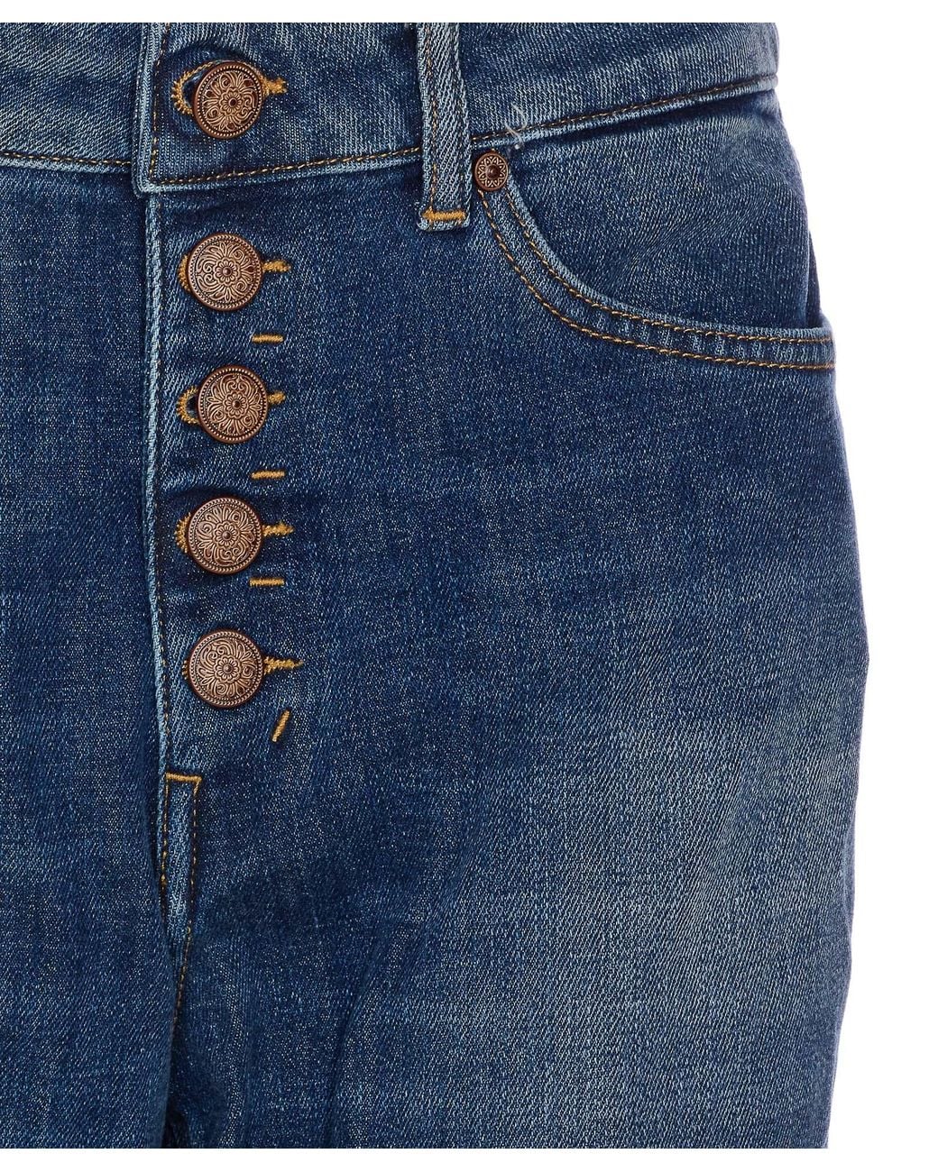 Dondup Blue Button-Fly Stretch Jeans