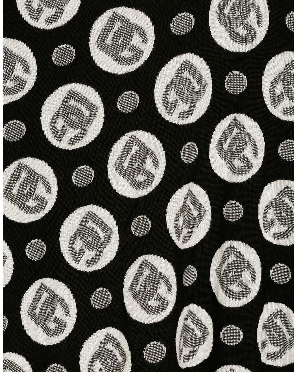 Dolce & Gabbana Black Logo-Print Silk Polo Shirt for men