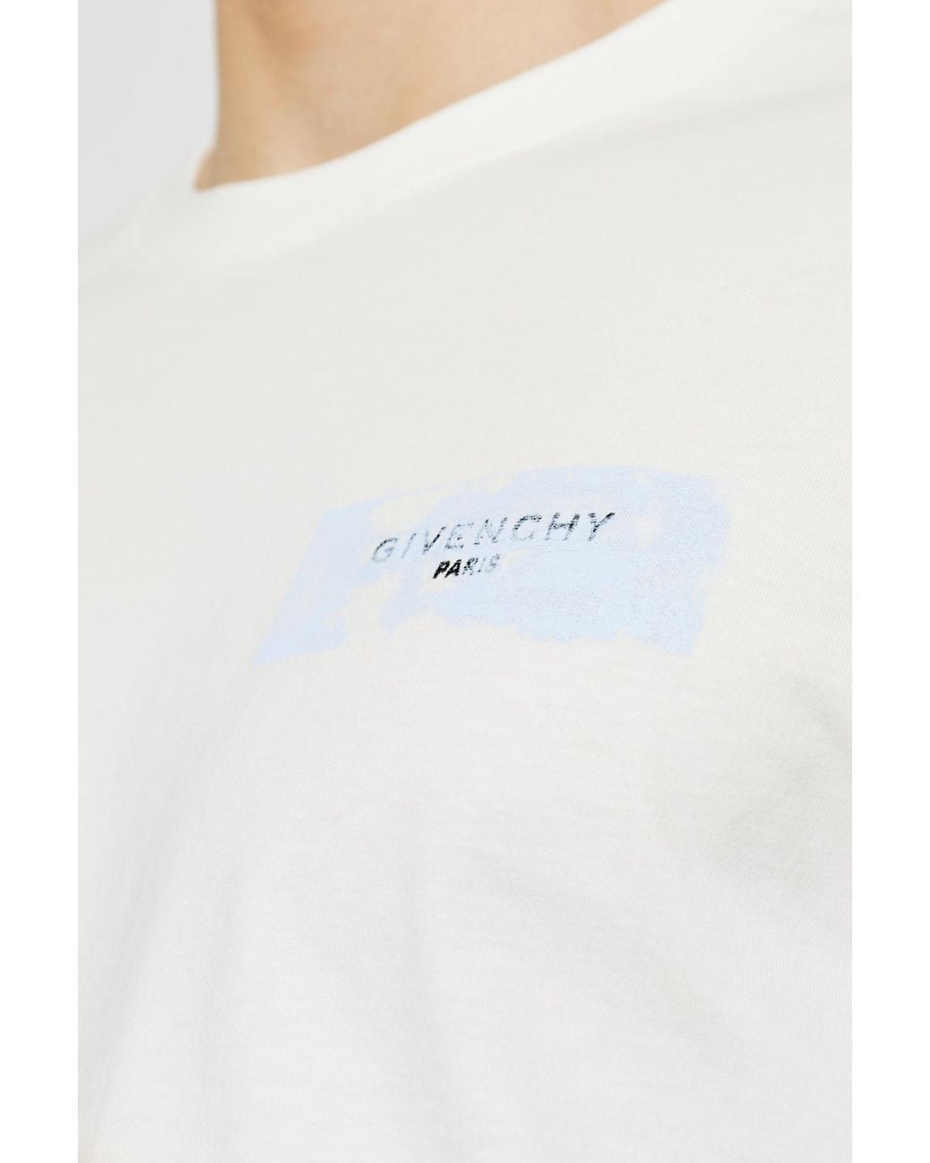 Givenchy White Logo Printed Crewneck T-Shirt for men
