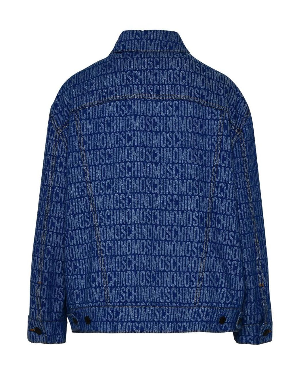 Moschino Blue Monogram-Print Denim Jacket