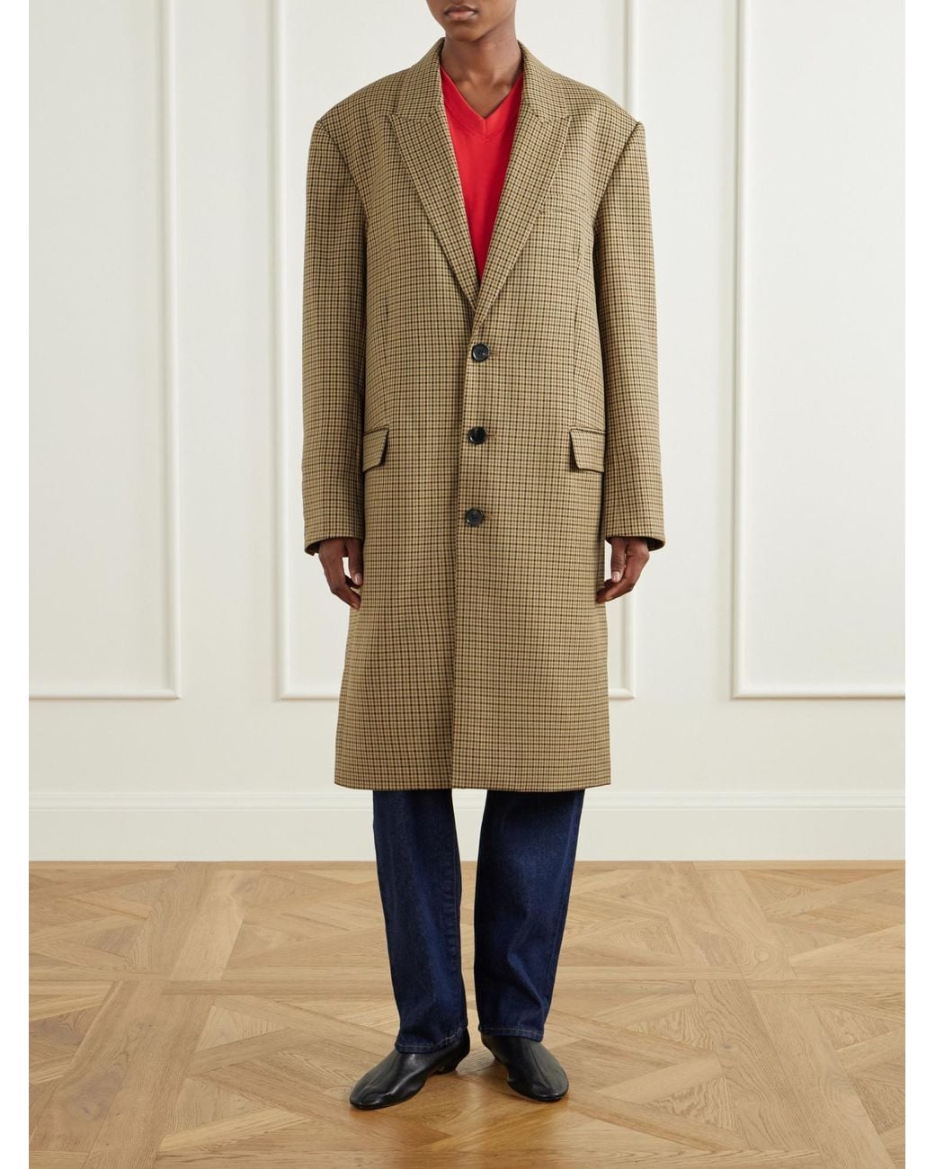 Tibi Natural Checked Twill Coat