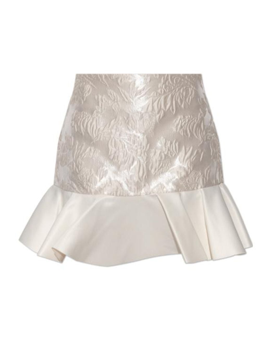 Ganni Natural Satin Cloque Mini Skirt