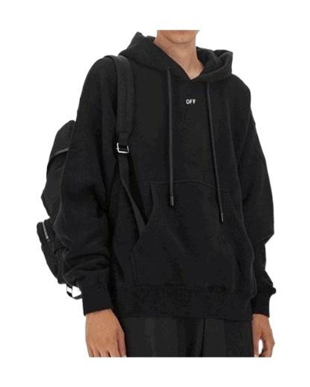 Off-White c/o Virgil Abloh Black Logo Printed Drawstring Hoodie for men