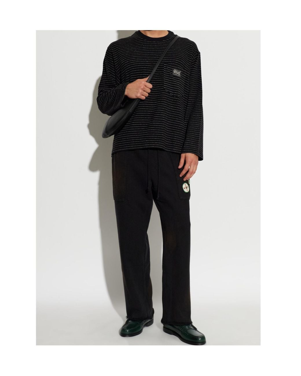 Song For The Mute Black Striped Chest-Pocket T-Shirt for men