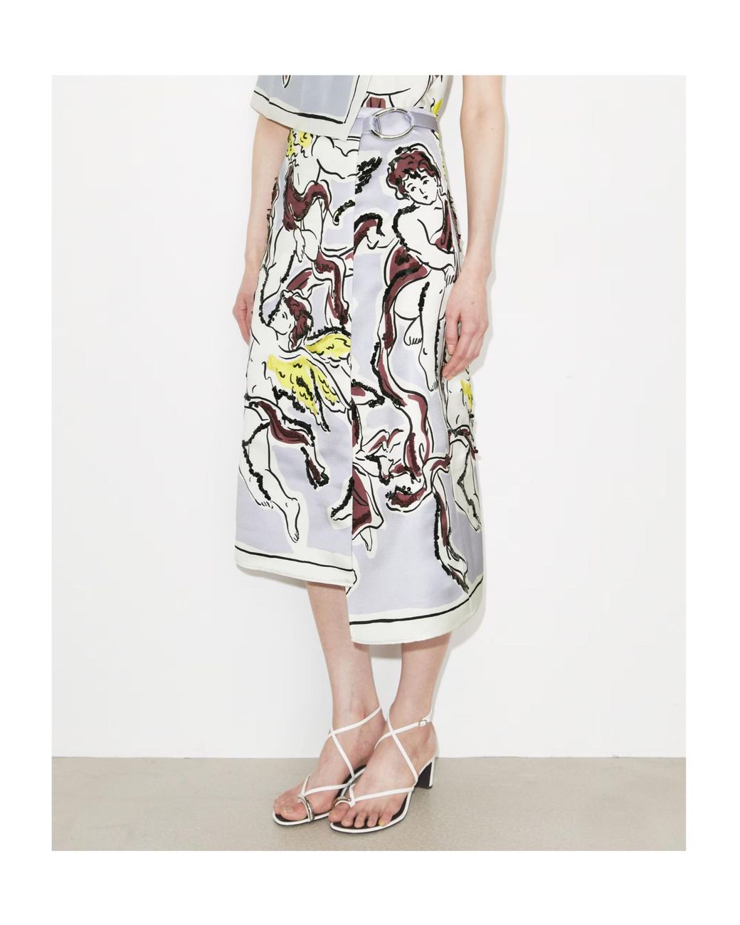 Tory Burch White Printed Satin Skirt