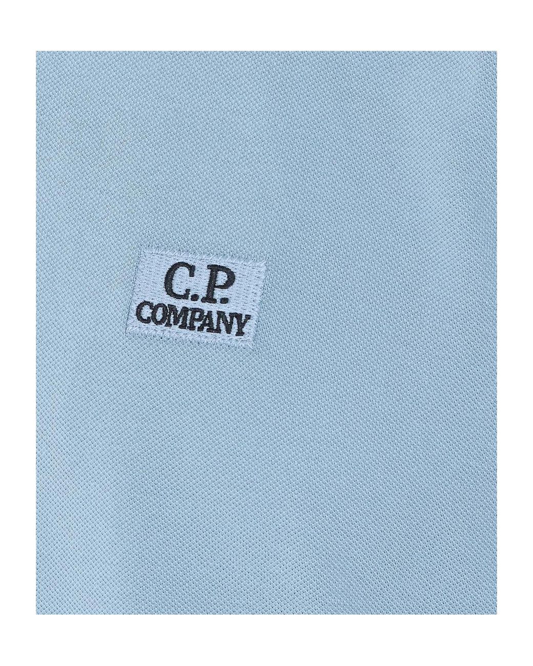 C P Company Blue Logo Embroidered Short-Sleeved Polo Shirt for men