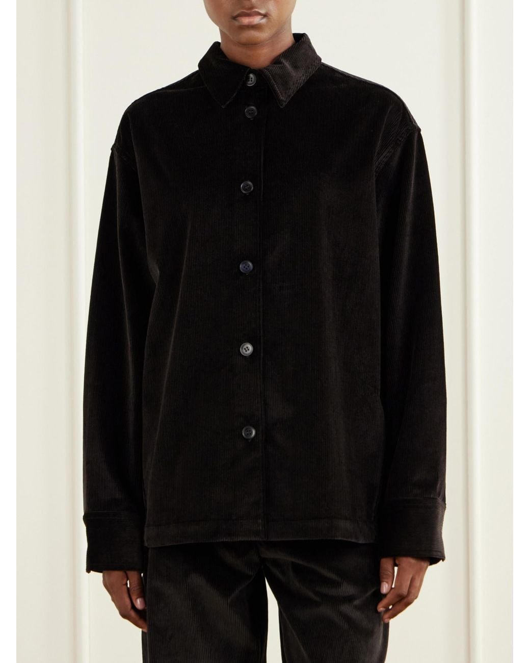 Studio Nicholson Black Santini Cotton-Corduroy Shirt