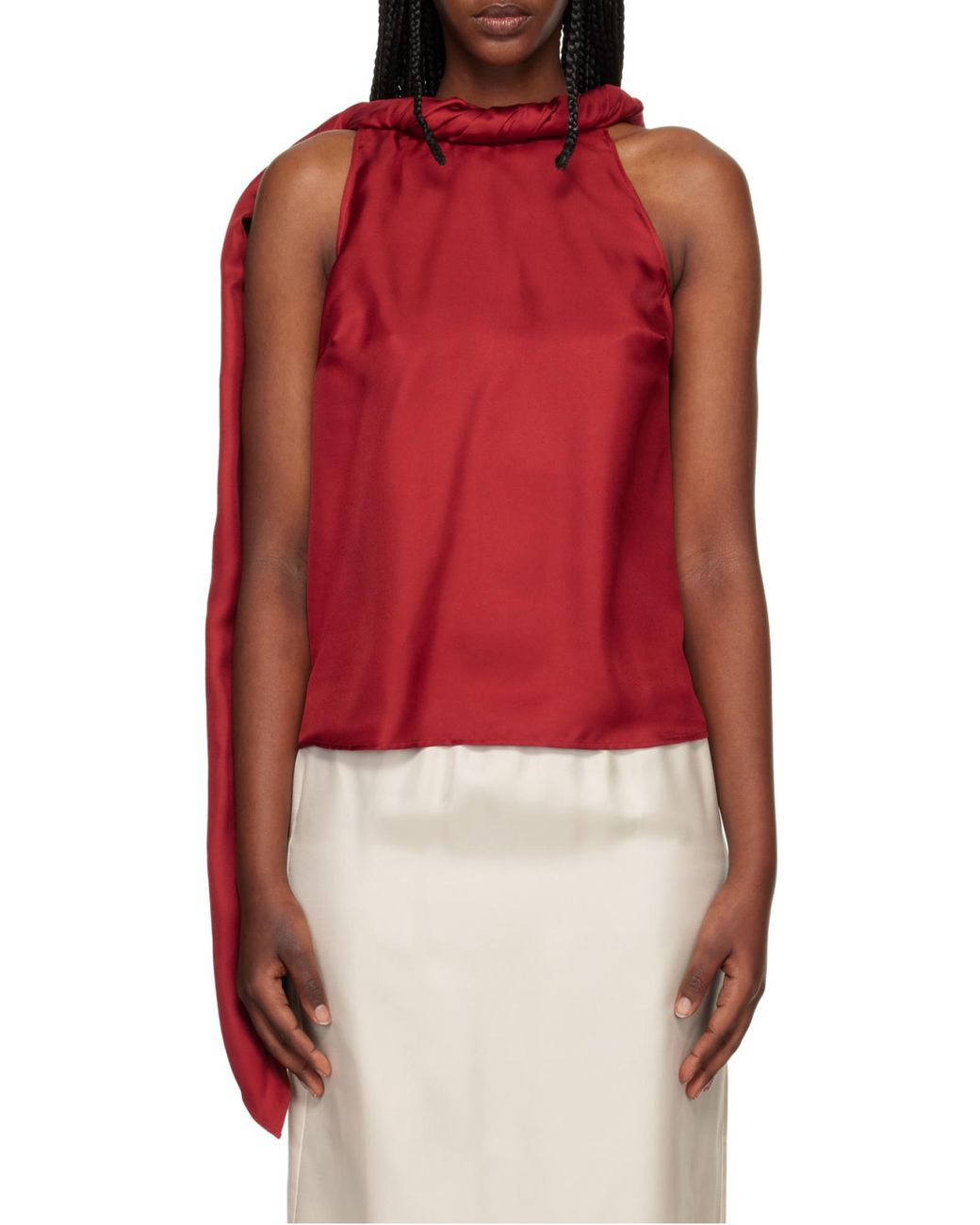 Loulou de Saison Red Wilma Draped Top