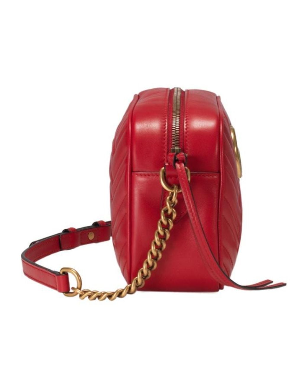 Gucci Red Gg Marmont Small Matelassé Shoulder Bag