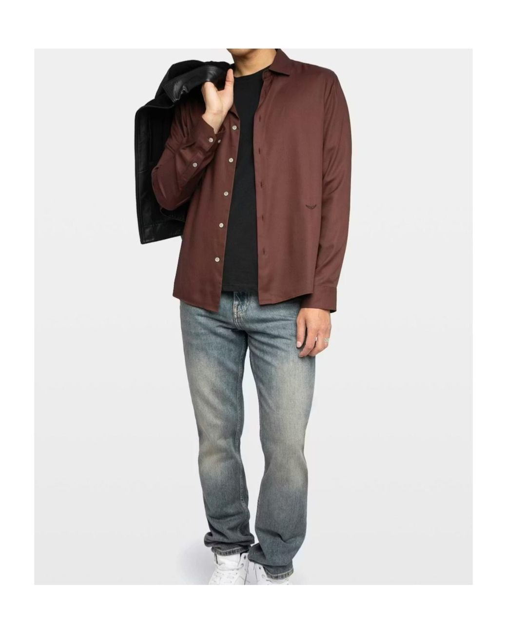 Zadig & Voltaire Purple Embroidered Long-Sleeve Shirt for men