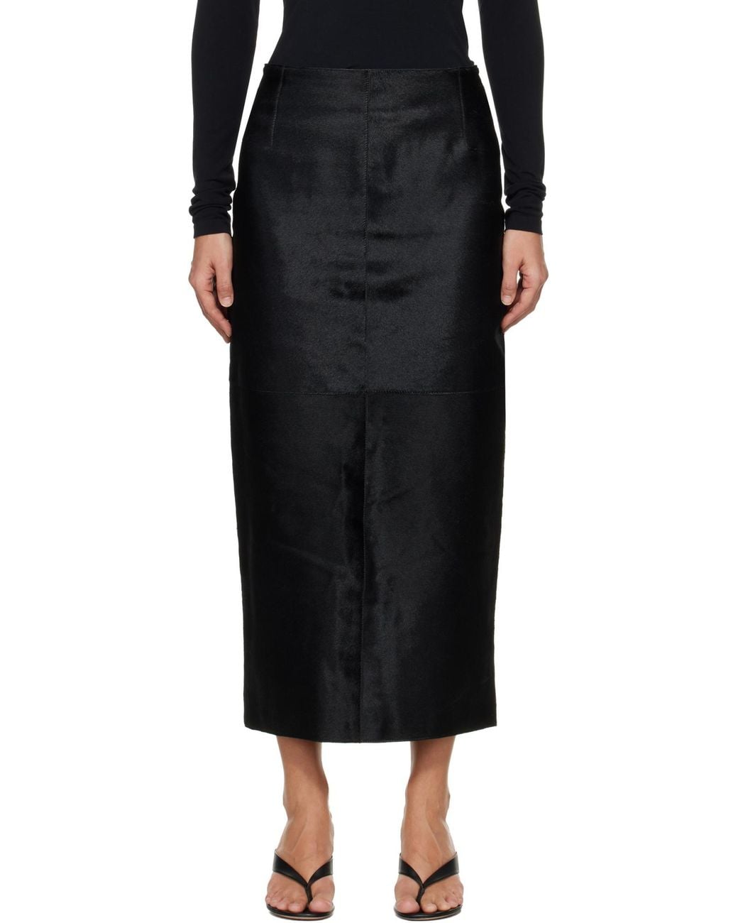 Nour Hammour Black Midi Skirt
