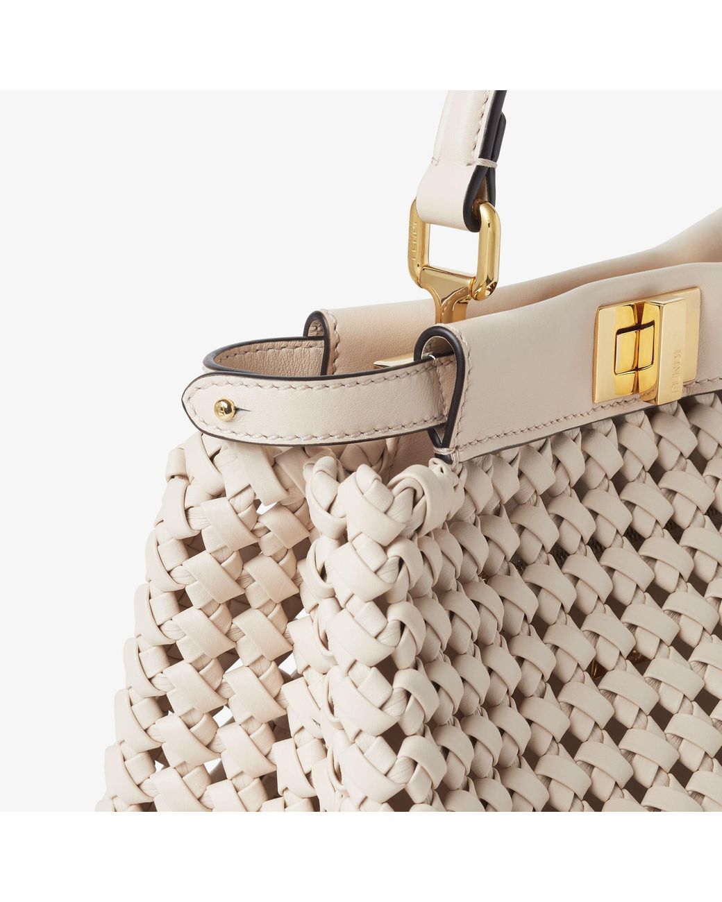 Fendi Natural Camellia Interlaced Leather Bag
