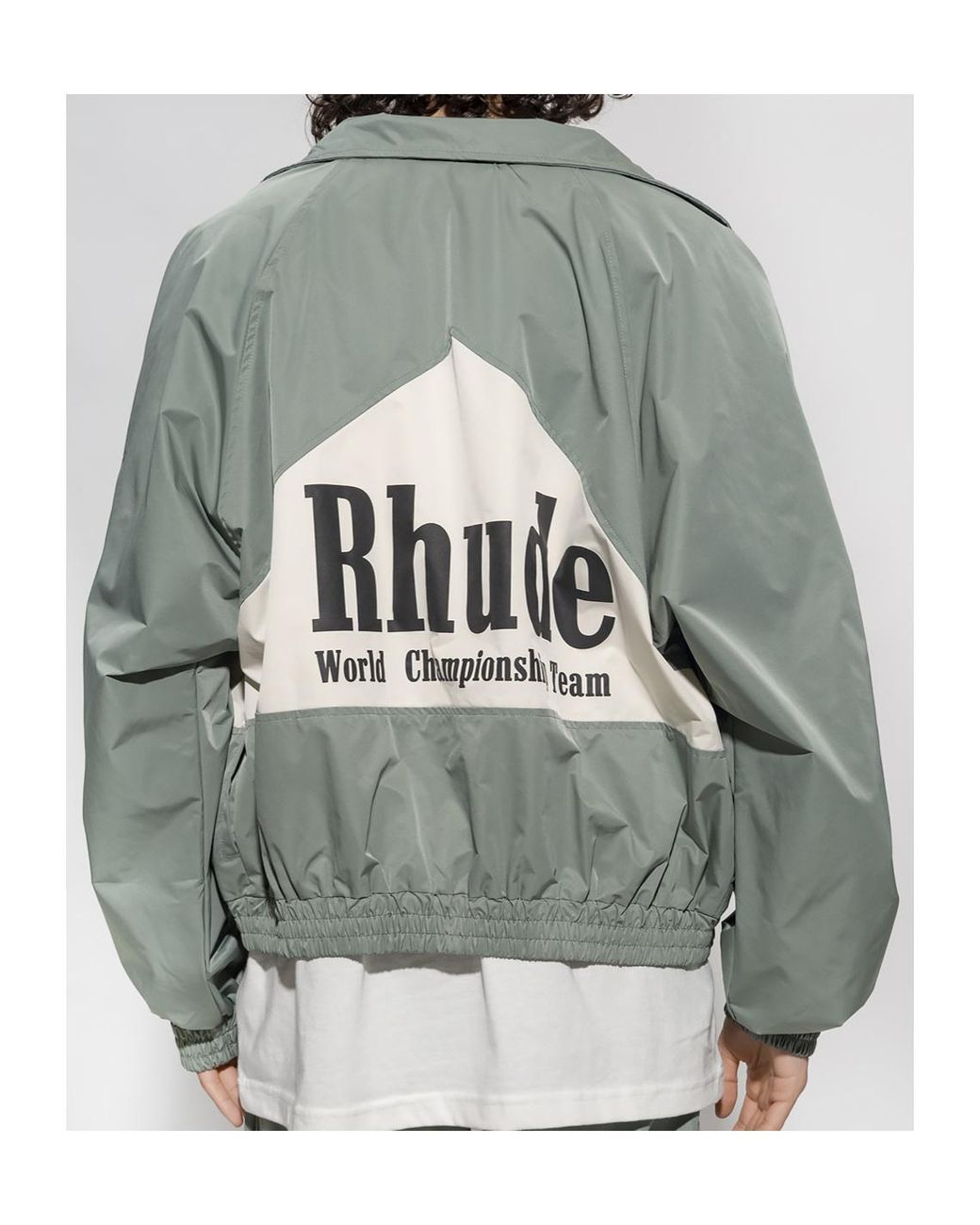Rhude Green Sena Logo Printed Flight Jacket for men
