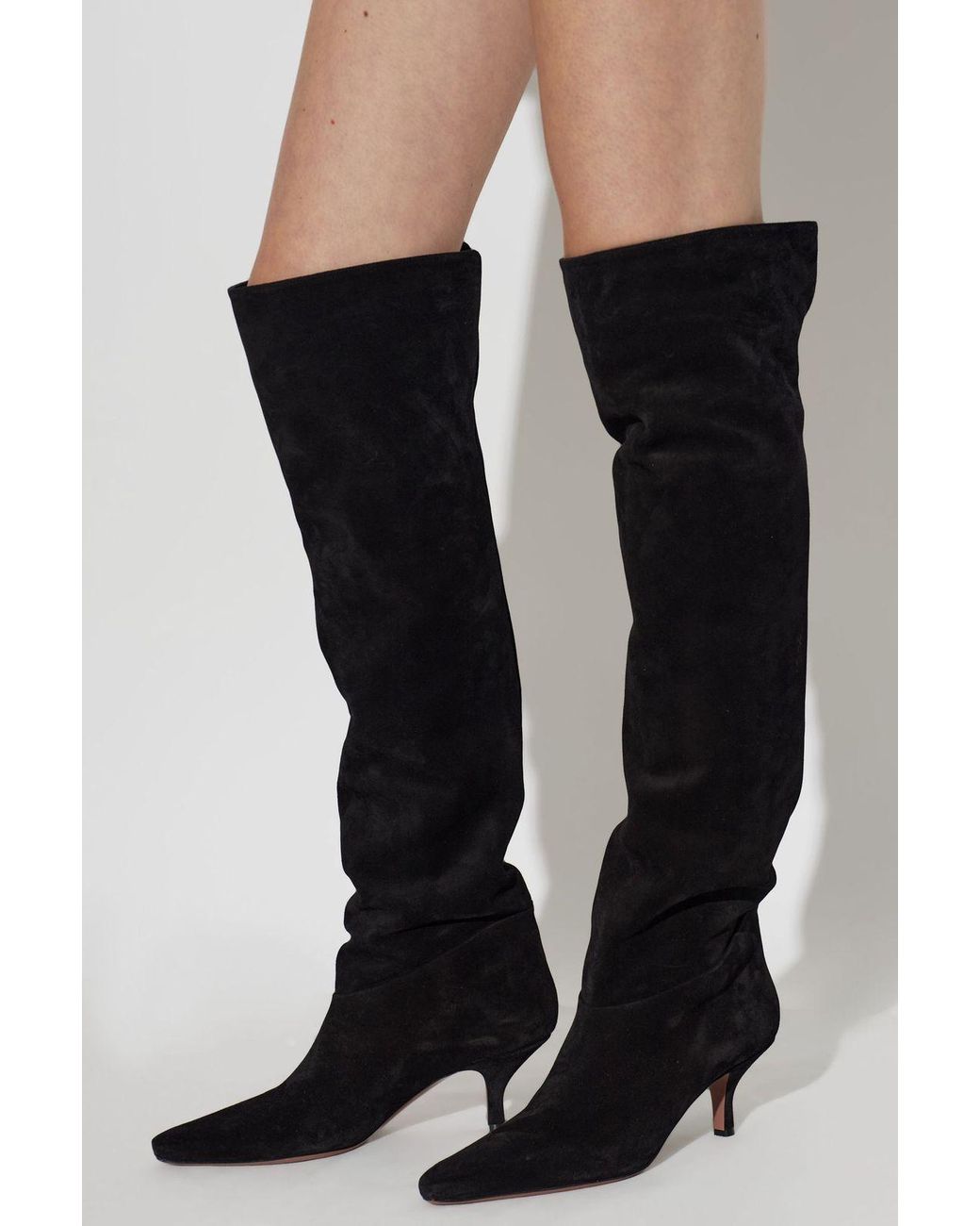 Paris Texas Black Rose Over-The-Knee Heeled Boots