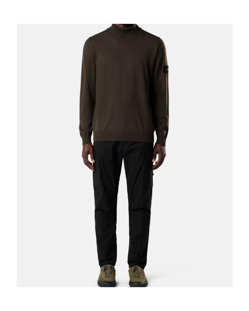 Stone Island Black Logo Patch Turtleneck Knitted Sweater for men