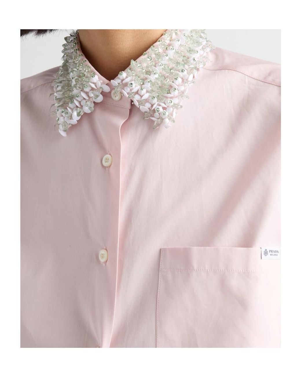 Prada Pink Embellished Poplin Shirt