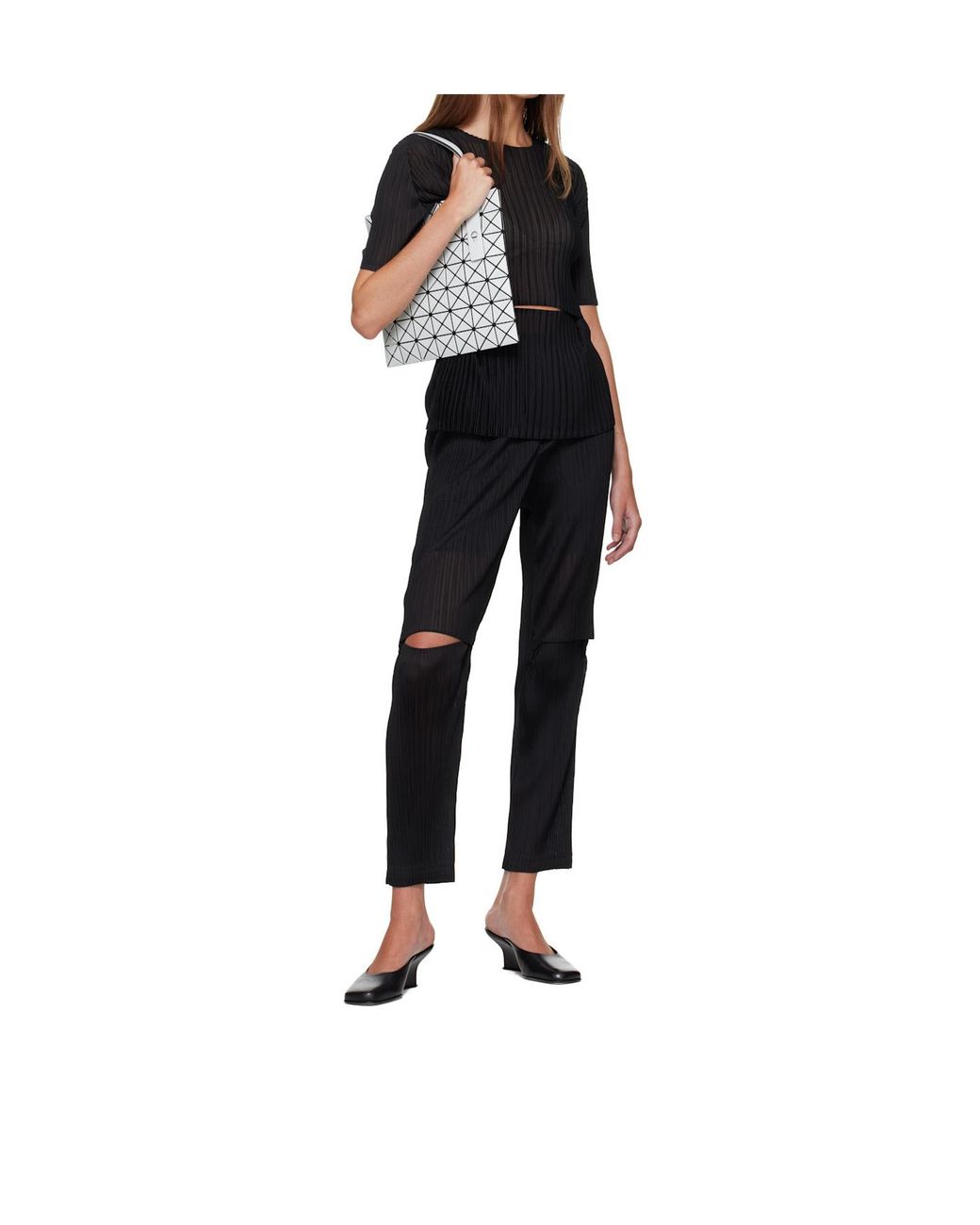 Issey Miyake White Prism Gloss Geometric Tote Bag