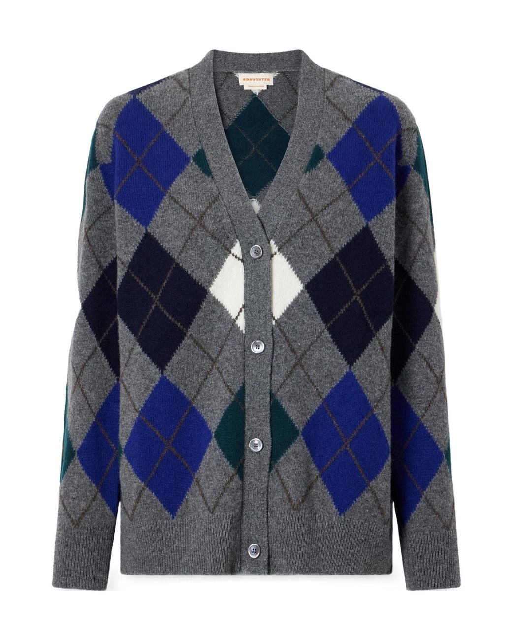 &Daughter Blue Checked Wool-Knitted Cardigan
