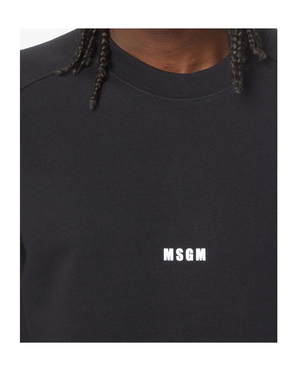 MSGM Black Logo Printed Crewneck Sweatshirt for men