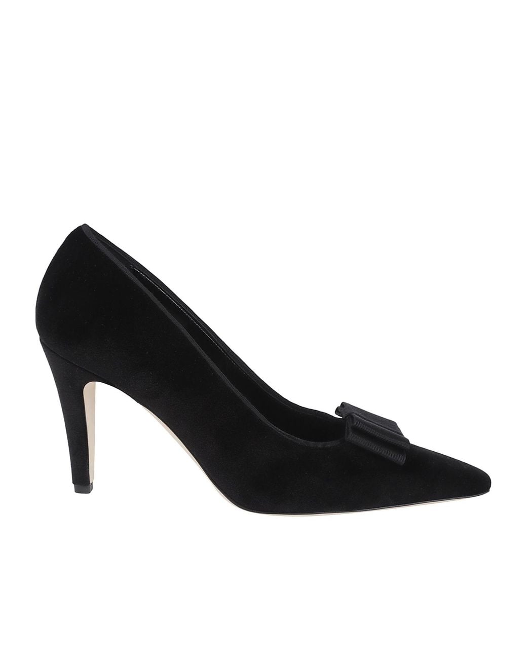 Manolo Blahnik Black Bow Point-Toe Heeled Pumps