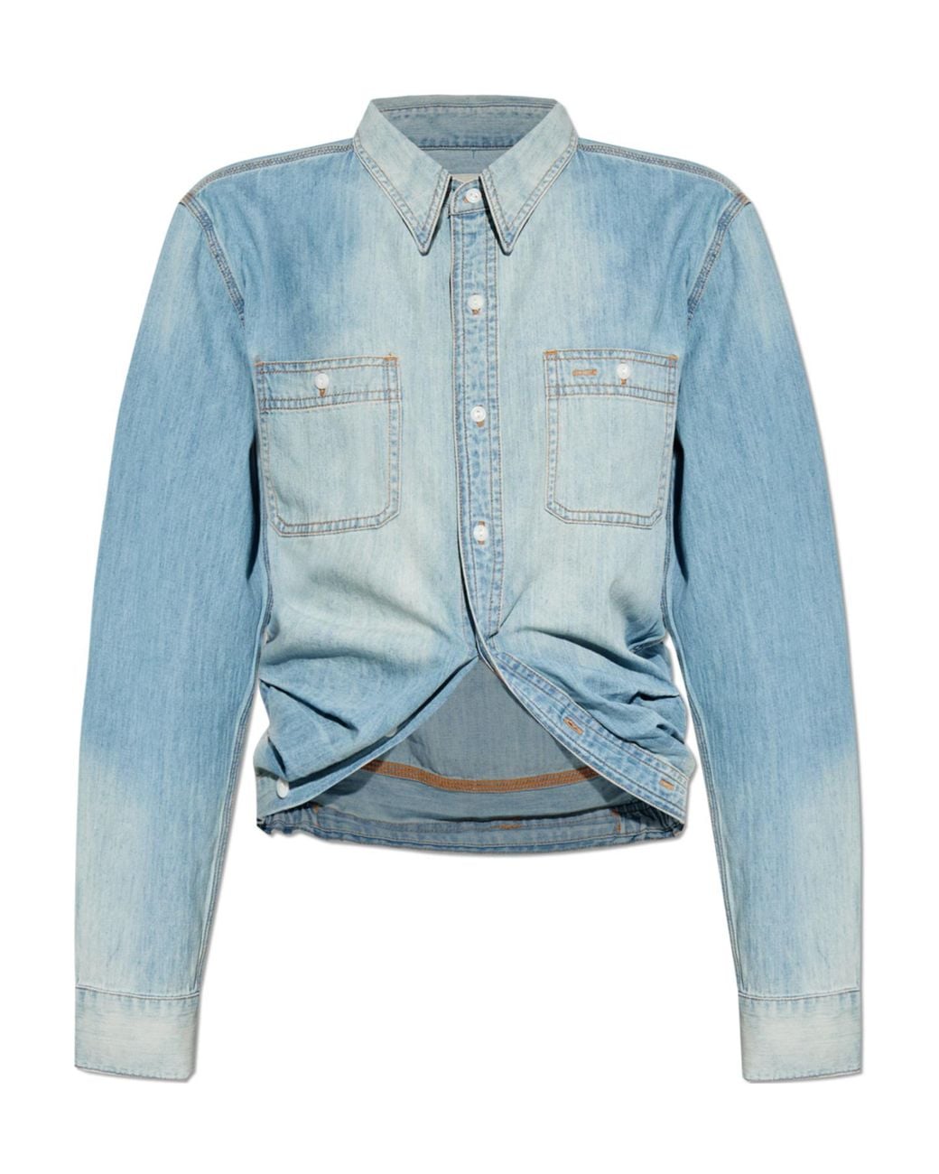 R13 Blue Wrap Denim Shirt