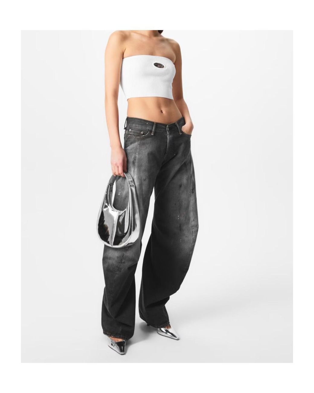 DIESEL White Short Strapless Top