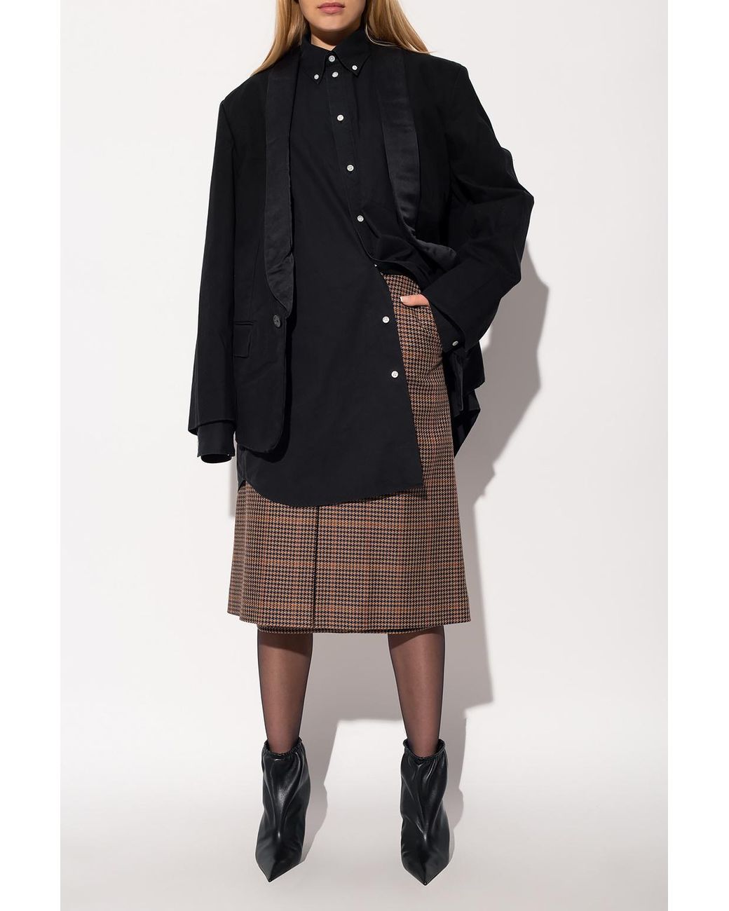 Balenciaga Brown Flat Box Pleat Skirt