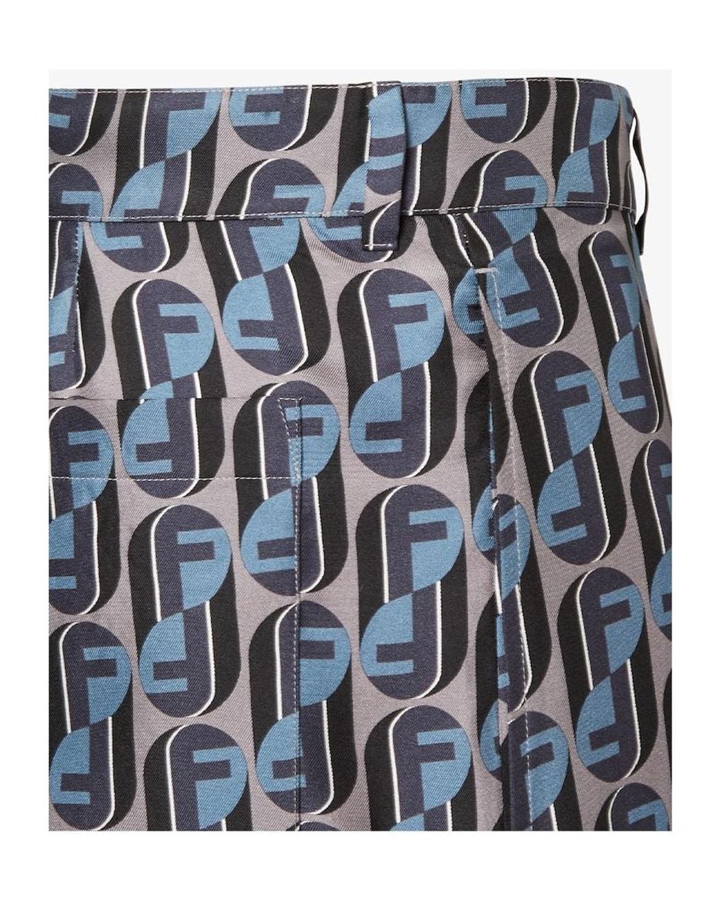Fendi Blue Ff Printed Bermuda Shorts for men
