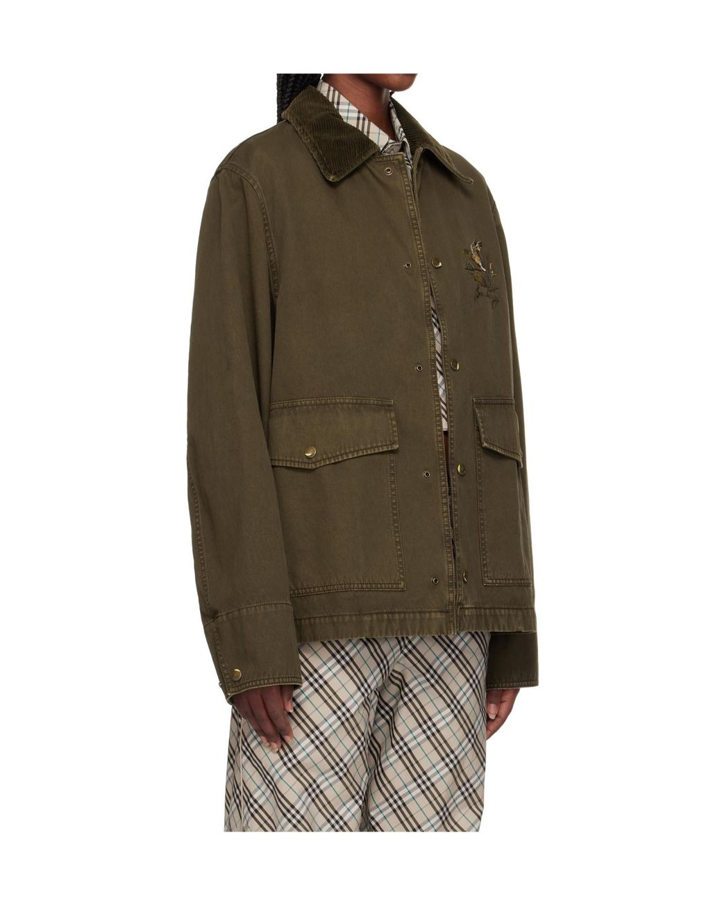 Burberry Green Logo Embroidered Field Jacket for men