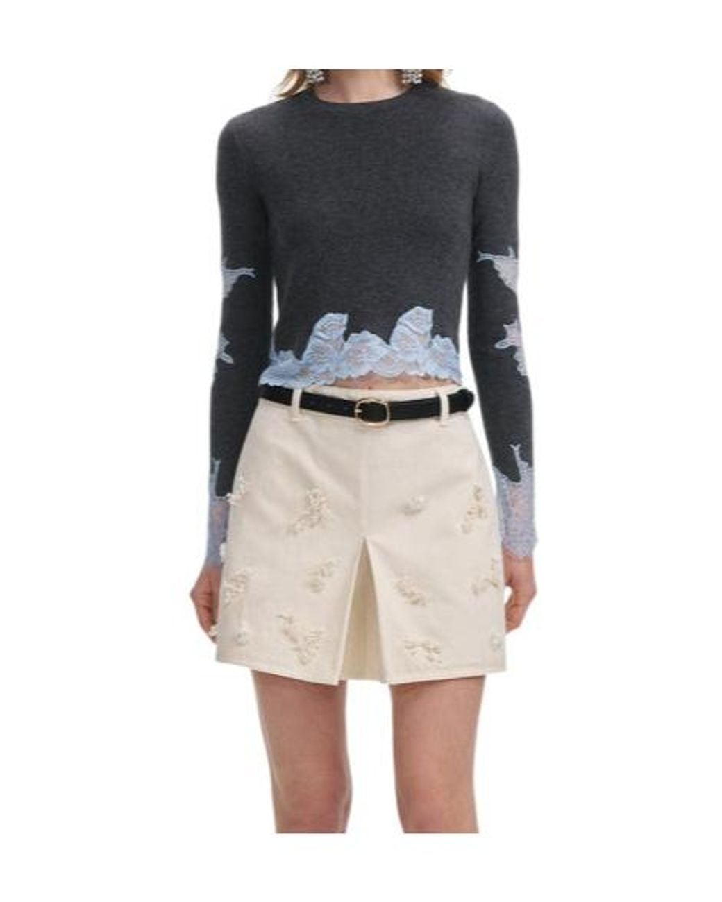 Self-Portrait Natural Contrast Lace Jumper
