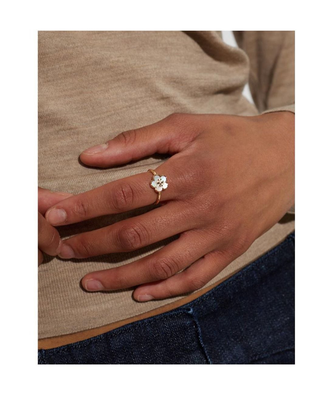 Tory Burch White Forget Me Not Ring