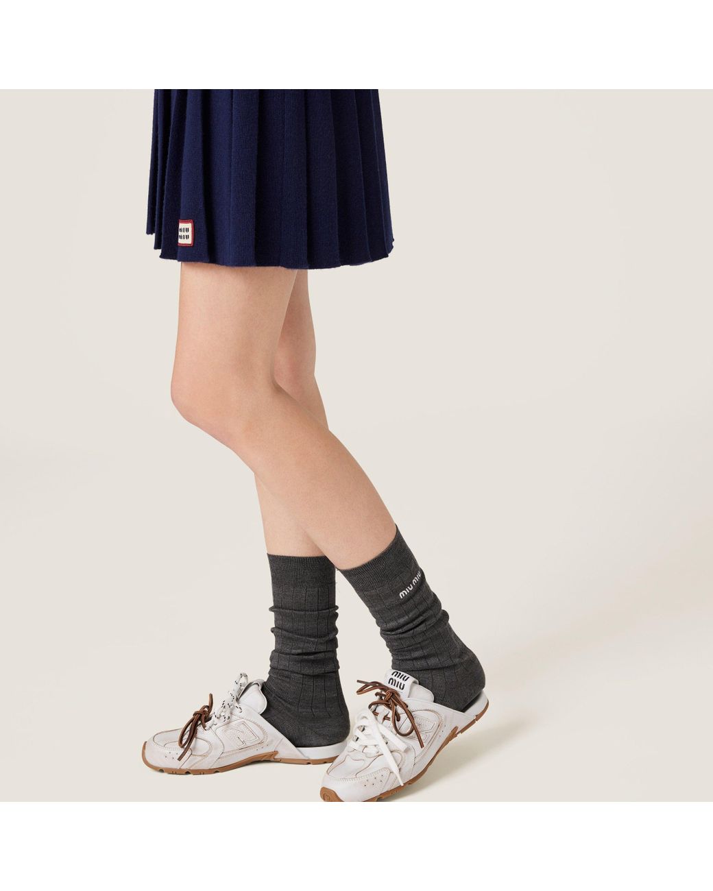Miu Miu Blue Pleated Mini Skirt