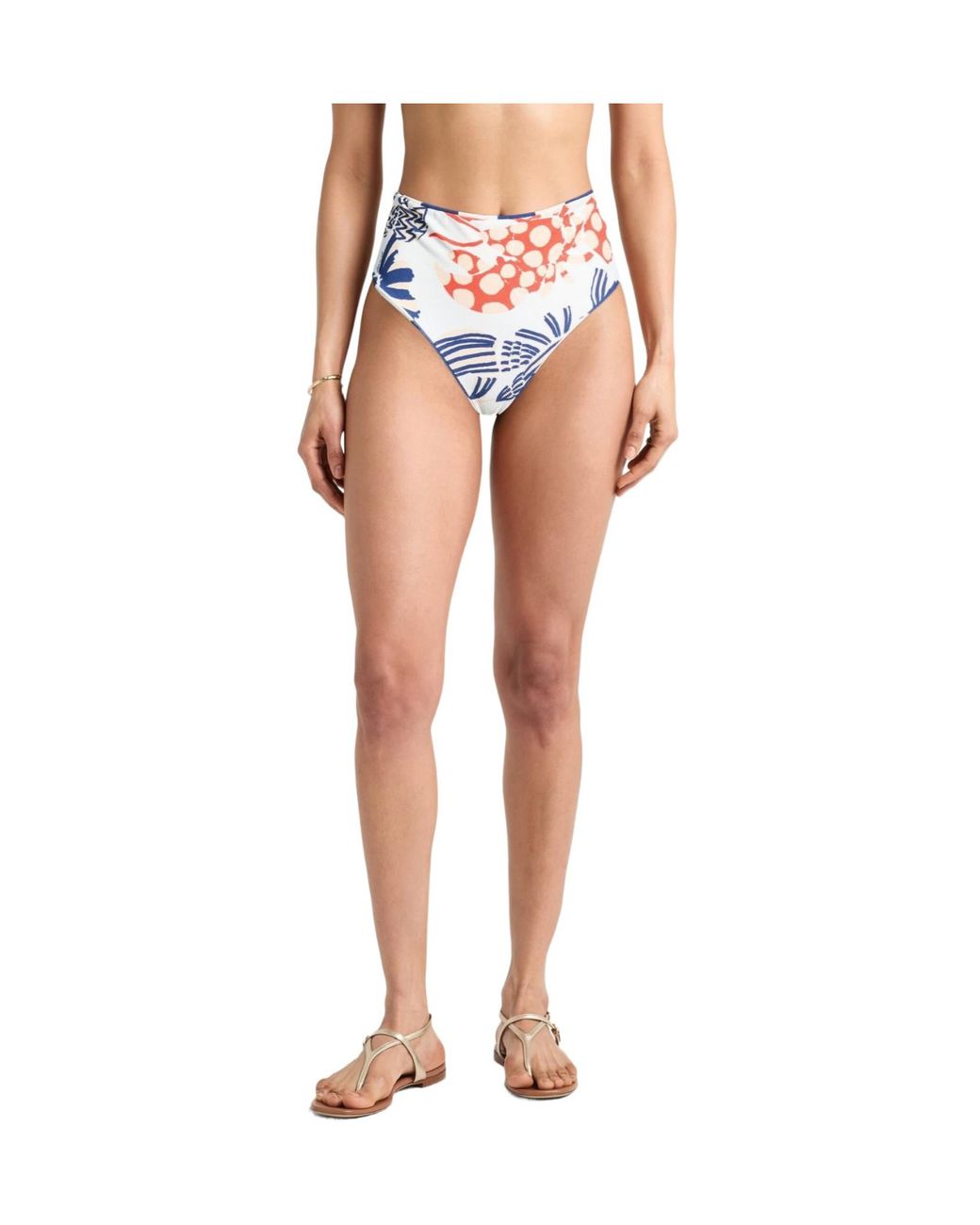 Farm Rio Blue High-Waisted Colorful Swim Trunks