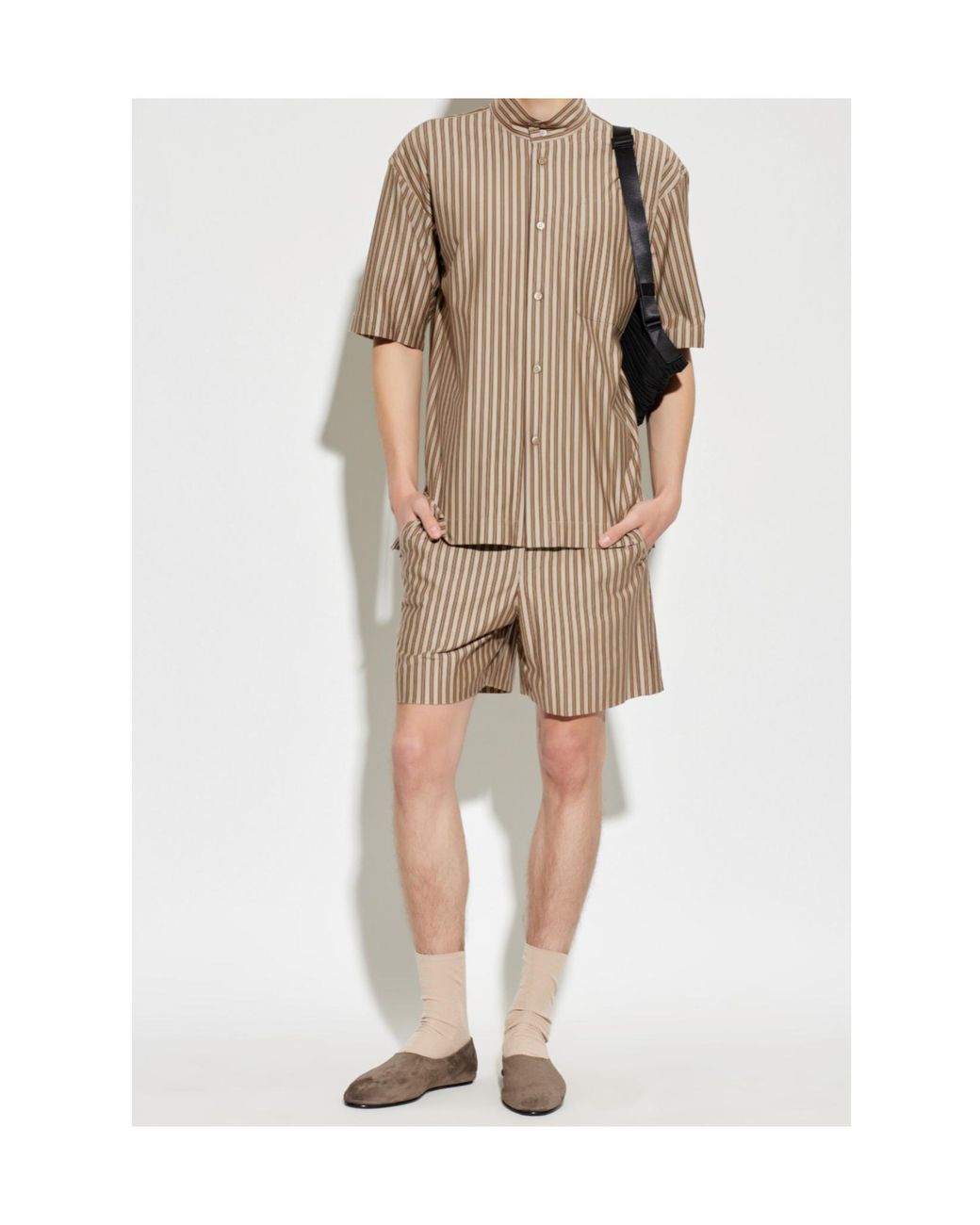 Homme Plissé Issey Miyake Natural Striped Shorts for men
