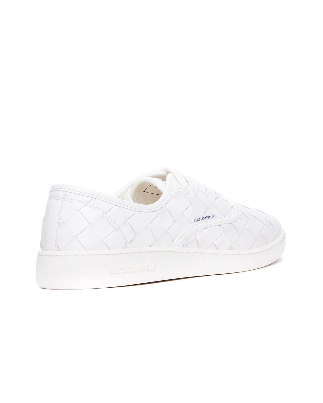 Bottega Veneta White Intreccio Lace-Up Sneakers for men