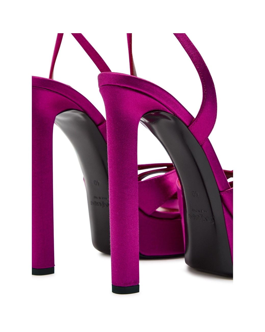 Saint Laurent Pink Satin Heeled Sandals