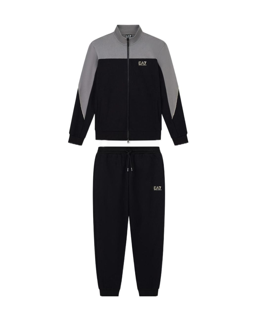 EA7 Black Two-Piece Zip-Up Suit for men