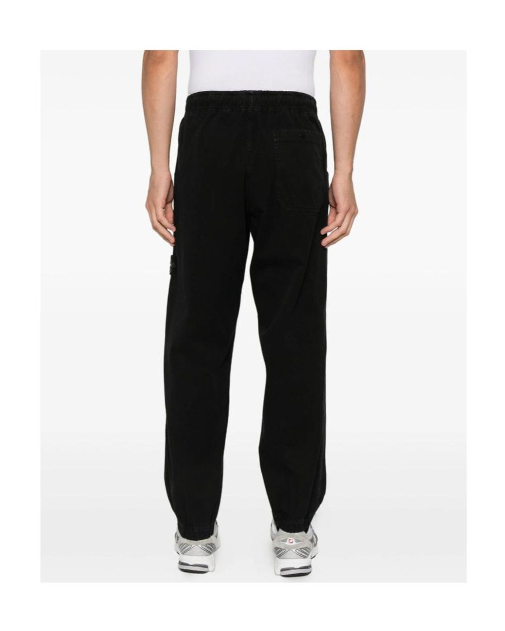 Stone Island Black Logo Patch Trousers for men