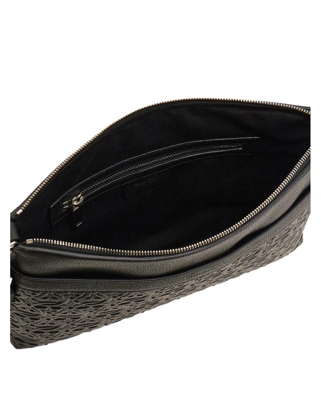 Ferragamo Black Ferragamo Gancini Embossed Messenger Bag for men