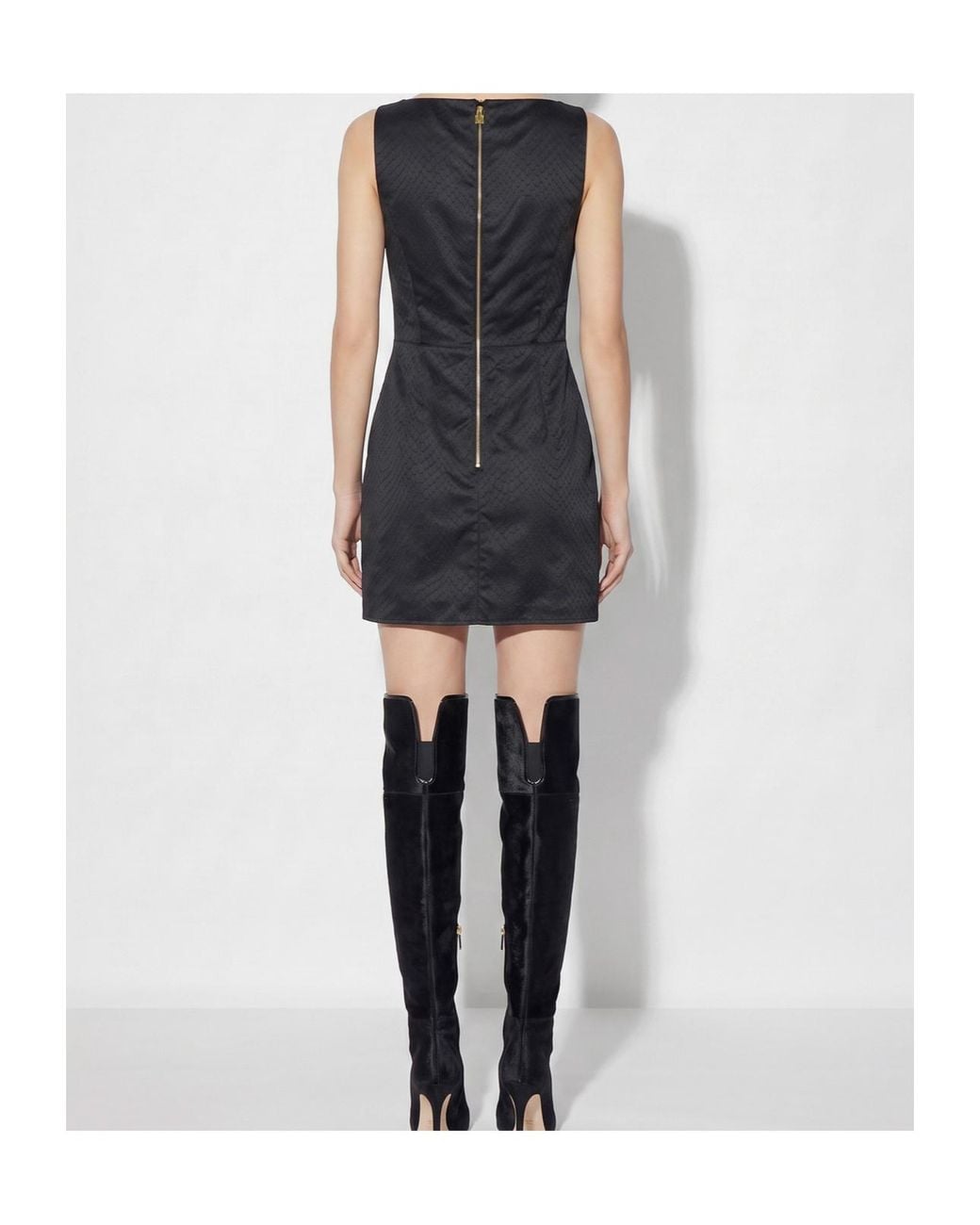 Elisabetta Franchi Black Fish Scale Pattern Taffeta Mini Dress