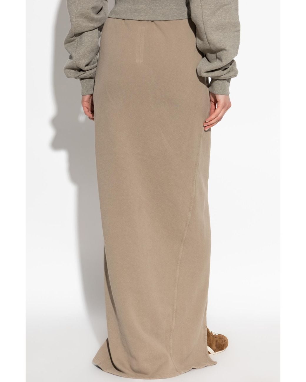 Rick Owens Natural Drawstring Slit Detailed Skirt