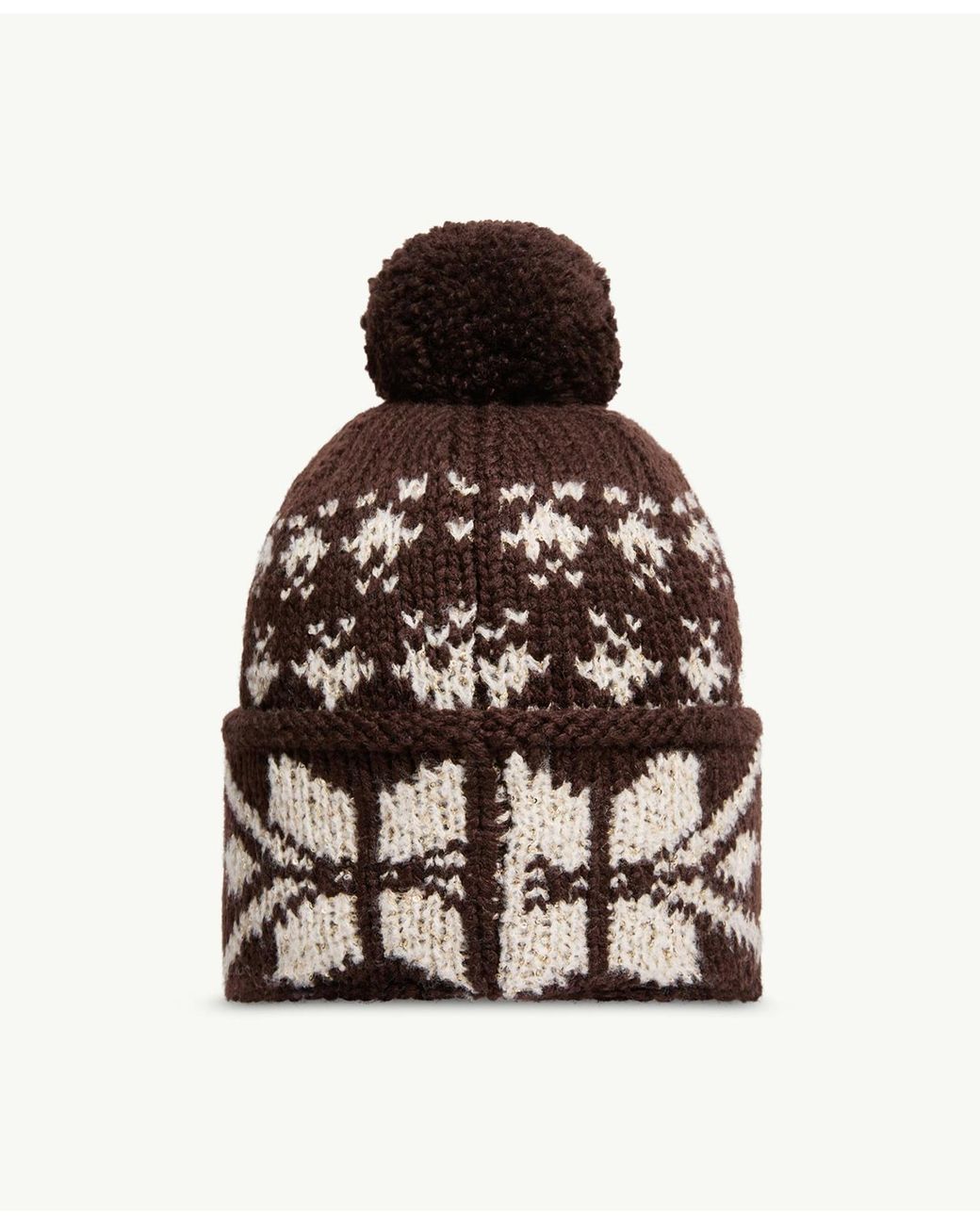 Moncler Brown Jacquard Knit Beanie