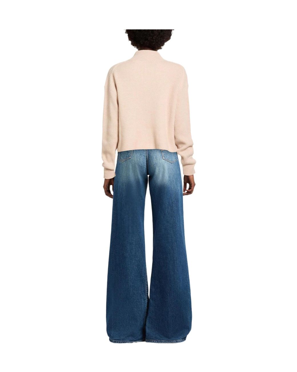 Max Mara Natural Mock-Neck Ribbed Knit Sweater