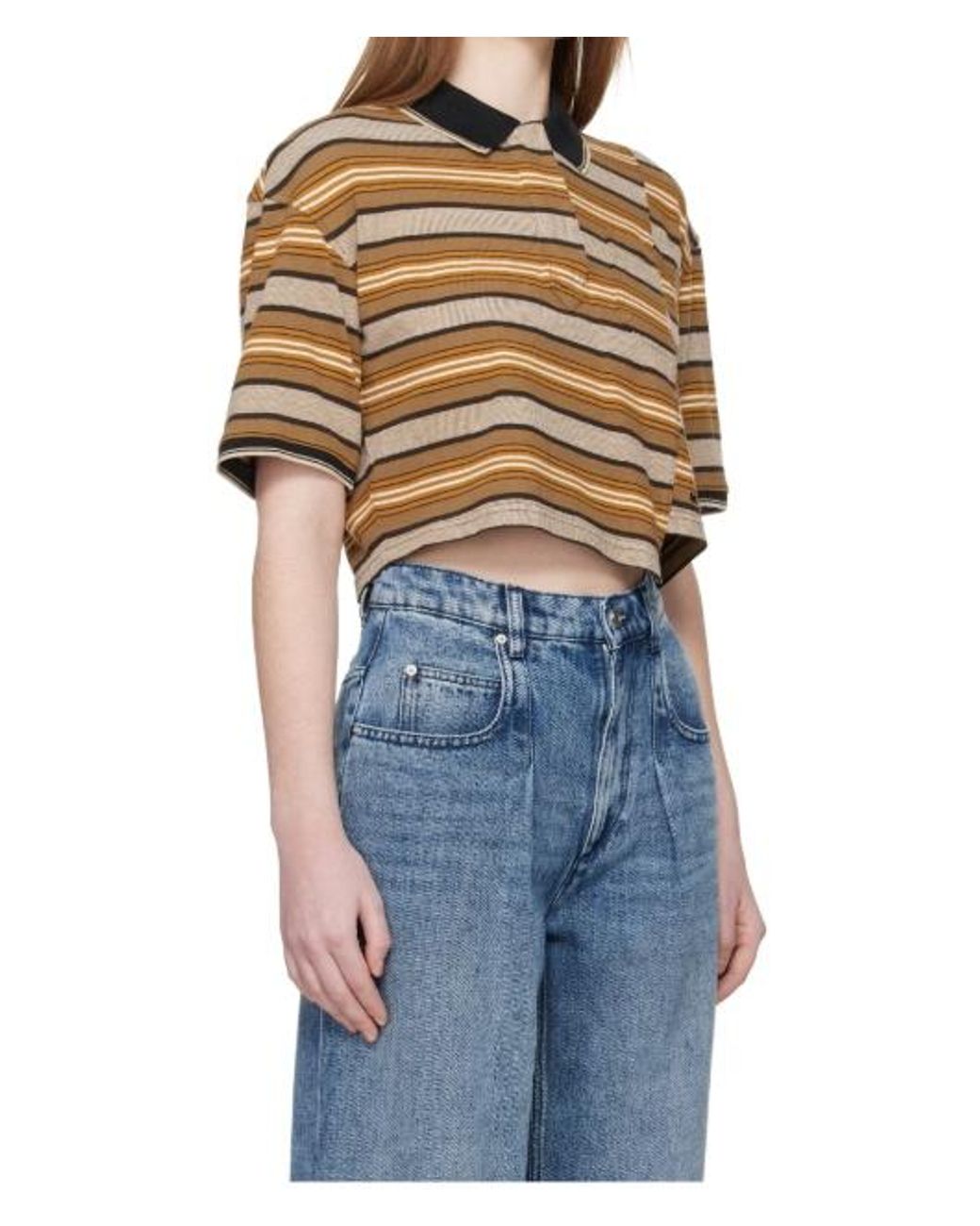 Isabel Marant Blue Isalyne Striped Pocket Polo Top